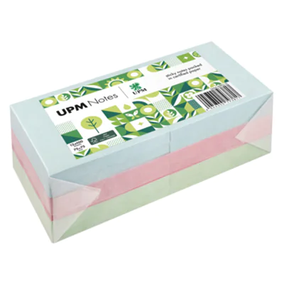 UPM Notes Haftnotiz Pastell 75 x 75 mm (B x H) je 4 x hellblau, rosa, hellgrün 100 Bl./Block 12 Block/Pack.