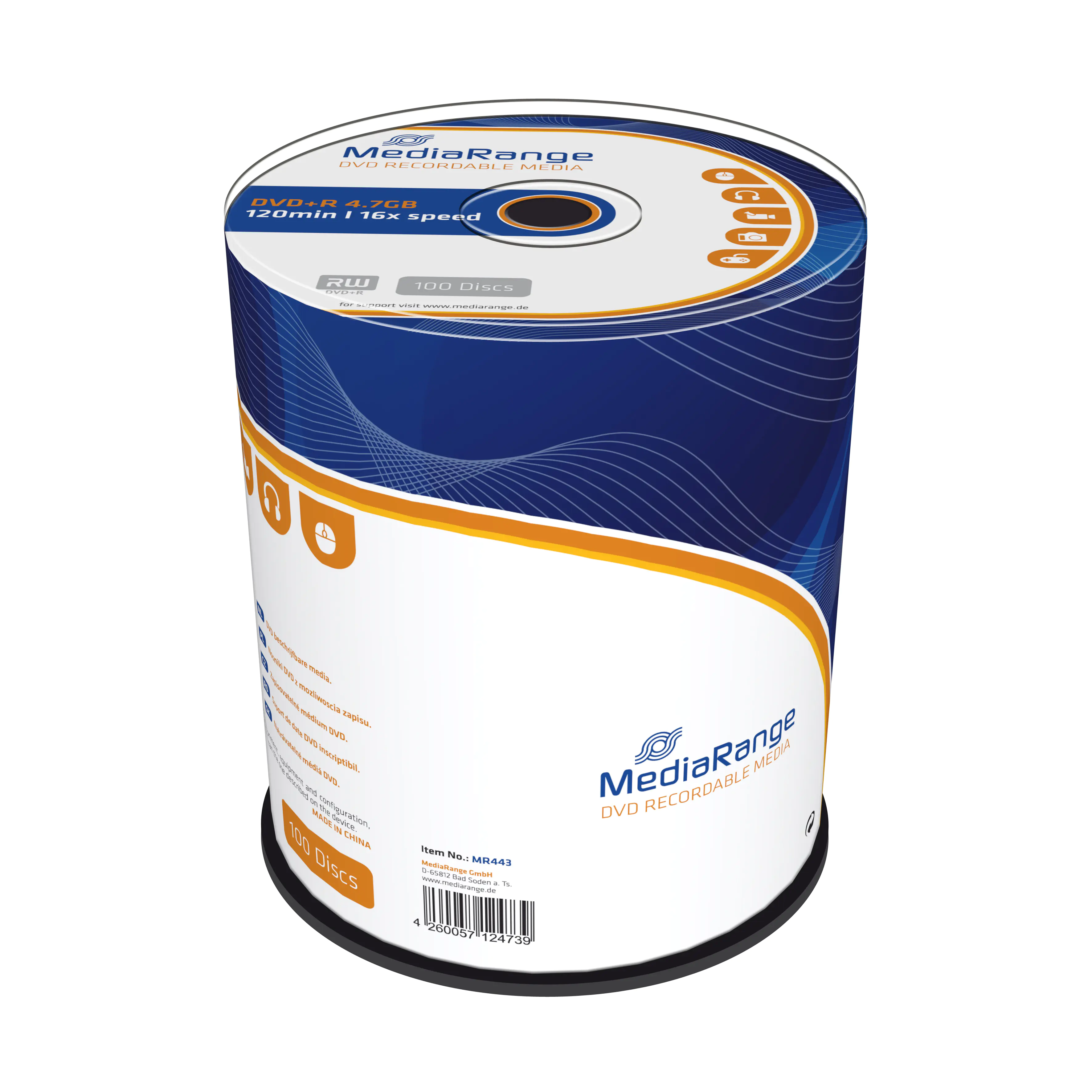 MediaRange - 100 x DVD+R - 4.7 GB (120 Min.) 16x - Spindel