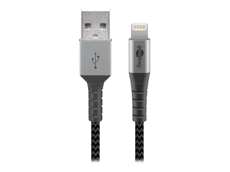 goobay - Lightning-Kabel - USB männlich zu Lightning männlich - 2 m - Grau, Schwarz