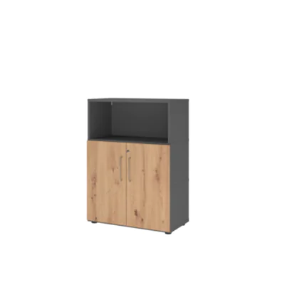 Hammerbacher Regalschrank FlexWall H1100xB800xT417mm graphit/asteiche Regal u VFW38T2KG/G/R/BS
