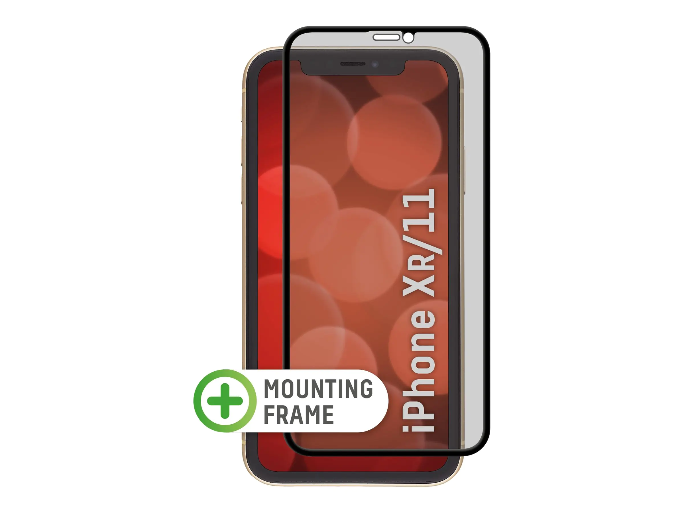 DISPLEX Real Glass - Bildschirmschutz für Handy - gehärtetes Glas - 3D - Glas - mit Sichtschutzfilter - 2-Wege - klebend - Rahmenfarbe schwarz - für Apple iPhone 11, XR