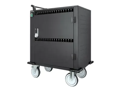 Manhattan Charging Cabinet/Cart via USB-C x32 Devices, Trolley, Power Delivery 18W per port (576W total), Suitable for iPads/other tablets/phones/smaller chromebooks, Bays 330x22x235mm, Device charging cables not included, Lockable (PIN code), EU & UK pow
