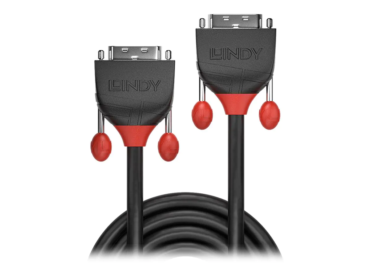Lindy Black Line - DVI-Kabel - Single Link - DVI-D (M) zu DVI-D (M) - 3 m - rund, Daumenschrauben - Schwarz