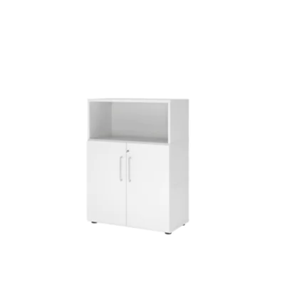 Hammerbacher Regalschrank FlexWall 800 x 1.100 x 417 mm (B x H x T) Flügeltür ohne Rollen Holz weiß