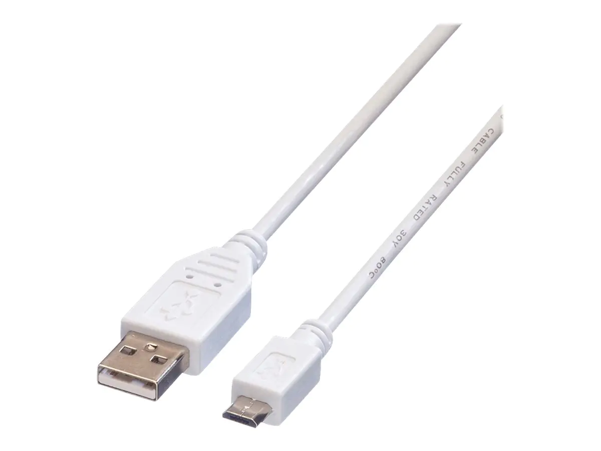 VALUE - USB-Kabel - USB (M) zu Micro-USB Typ B (M) - USB 2.0 - 15 cm - weiß