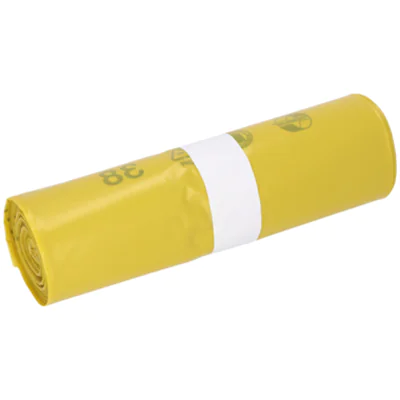 PREMIUM Müllsack 64 x 100 cm (B x H) 85µm 85l LDPE, 100 % recycelt gelb-transparent 20 St./Pack.