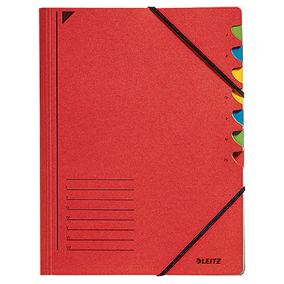 Leitz Ordnungsmappe 39070025 DIN A4 7Fächer farbig Karton rot