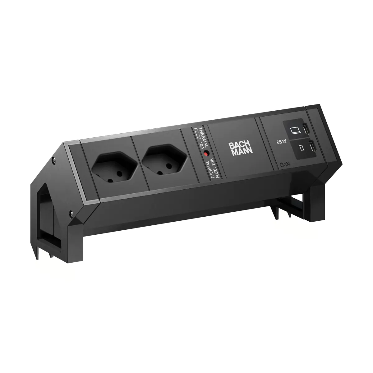 Bachmann DESK2 2xCH 90° 1xUSB C/C 65W RAL9005 schwarz - Zubehör Stromversorgung