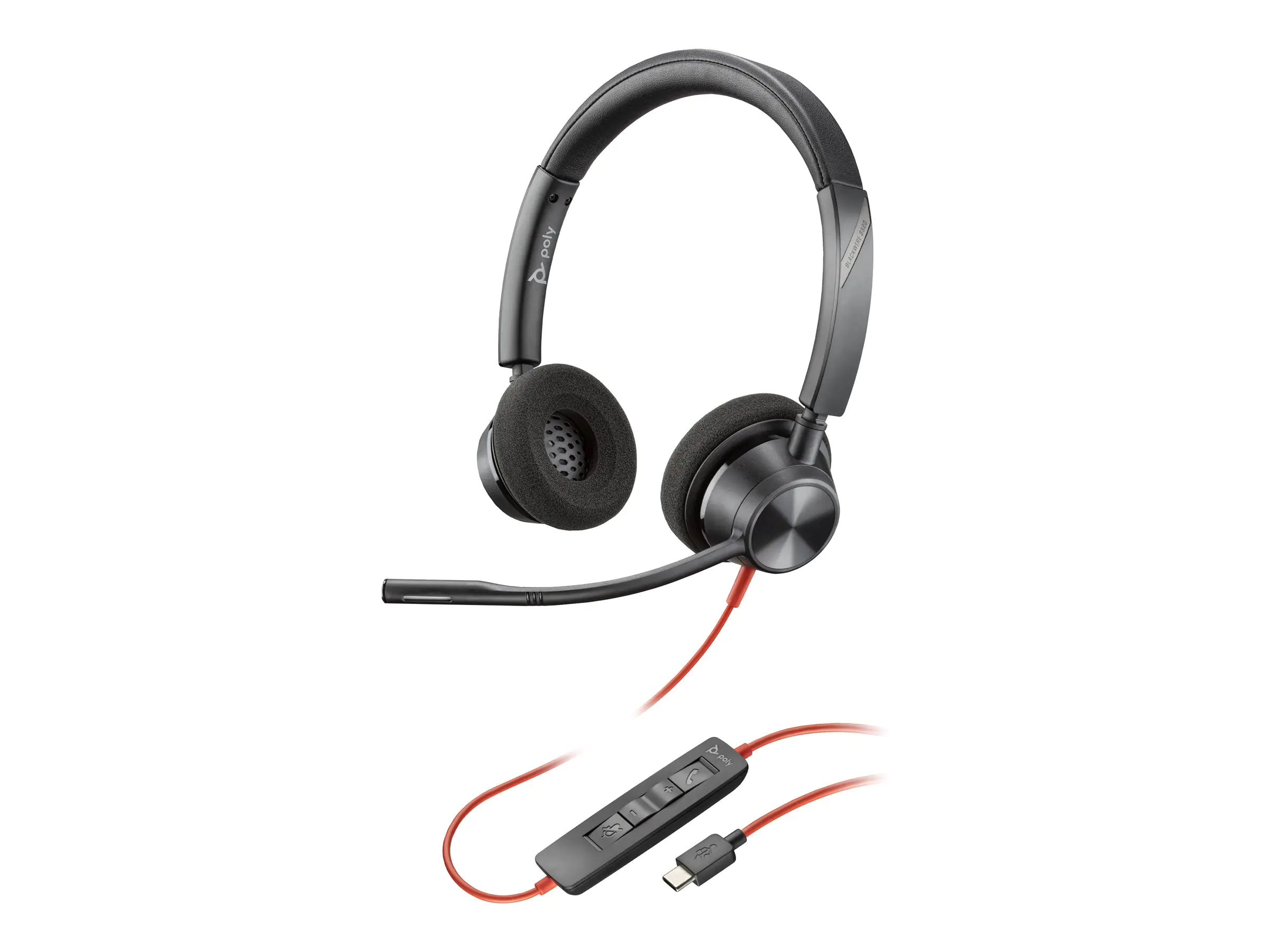 Poly Blackwire 3320 - Blackwire 3300 series - Headset - On-Ear - kabelgebunden - USB-C - Schwarz - UC-zertifiziert, Zertifiziert für Microsoft Teams
