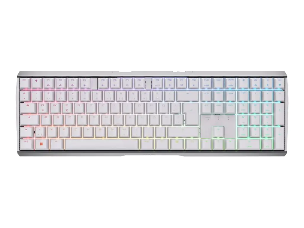 CHERRY 3.0S - Tastatur - Hintergrundbeleuchtung - kabellos - 2.4 GHz, Bluetooth 5.2 - QWERTZ - Deutsch - Tastenschalter: CHERRY MX Brown - weiß