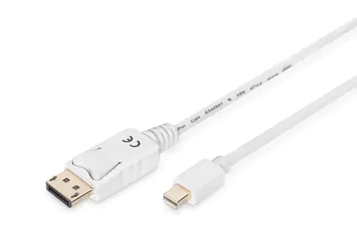 ASSMANN - DisplayPort-Kabel - Mini DisplayPort (M) zu DisplayPort (M) - 3 m - geformt - weiß