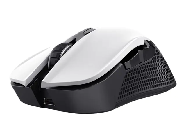 Trust GXT 923W Ybar - Maus - gaming - Für Rechtshänder - 6 Tasten - kabellos - 2.4 GHz - kabelloser Empfänger (USB) - weiß