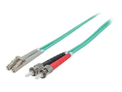 Intellinet Fibre Optic Patch Cable, OM3, ST/LC, 1m, Aqua, Duplex, Multimode, 50/125 Âµm, LSZH, Fiber, Lifetime Warranty, Polybag - Patch-Kabel - ST multi-mode (M) bis LC Multi-Mode (M) - 1 m - Glasfaser - Duplex - 50/125 Mikrometer - OM3 - halogenfrei - A