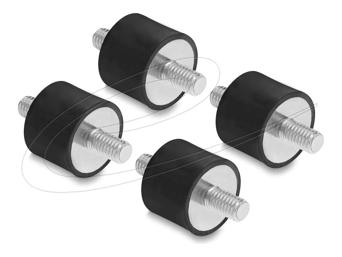Delock Vibrationsdämpfer - mit 2 Außengewinden - Schwarz (Packung mit 4) 60814