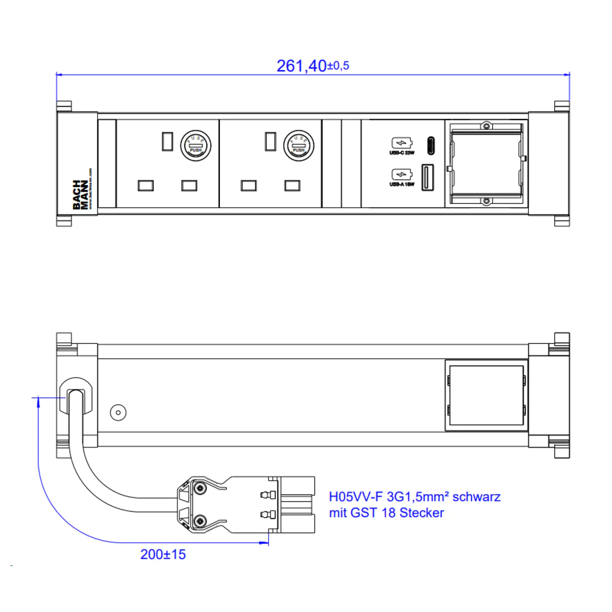 Bachmann POWER FRAME - Steckdosenleiste (Unterputz-Montage) 916.520