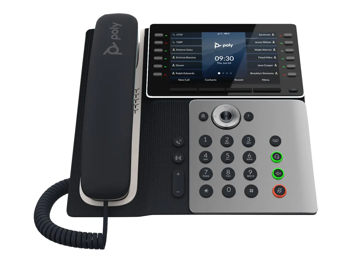 Poly Edge E550 - VoIP-Telefon mit Rufnummernanzeige/Anklopffunktion - dreiweg Anruffunktion - SIP, SDP - Mitternachtsblau, weiß