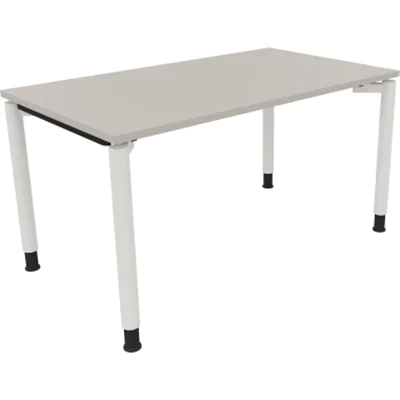 Schreibtisch Vierfuß Rundrohr B1400xT800xH680-820 ws/Lichtgrau