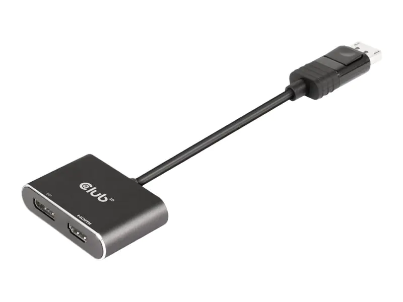 Club 3D - Videoadapter - DisplayPort (M) zu HDMI, DisplayPort, Mikro-USB Typ B (nur Strom) (W) - DisplayPort 1.4 - 20 cm - USB-Strom, unterstützt 4K 60 Hz (3840 x 2160)