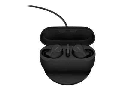 Jabra Evolve2 Buds UC - True Wireless-Kopfhörer mit Mikrofon - im Ohr - Bluetooth - aktive Rauschunterdrückung - Adapter USB-A via Bluetooth - Geräuschisolierung - Schwarz - Zoom Certified, optimiert für Google Meet