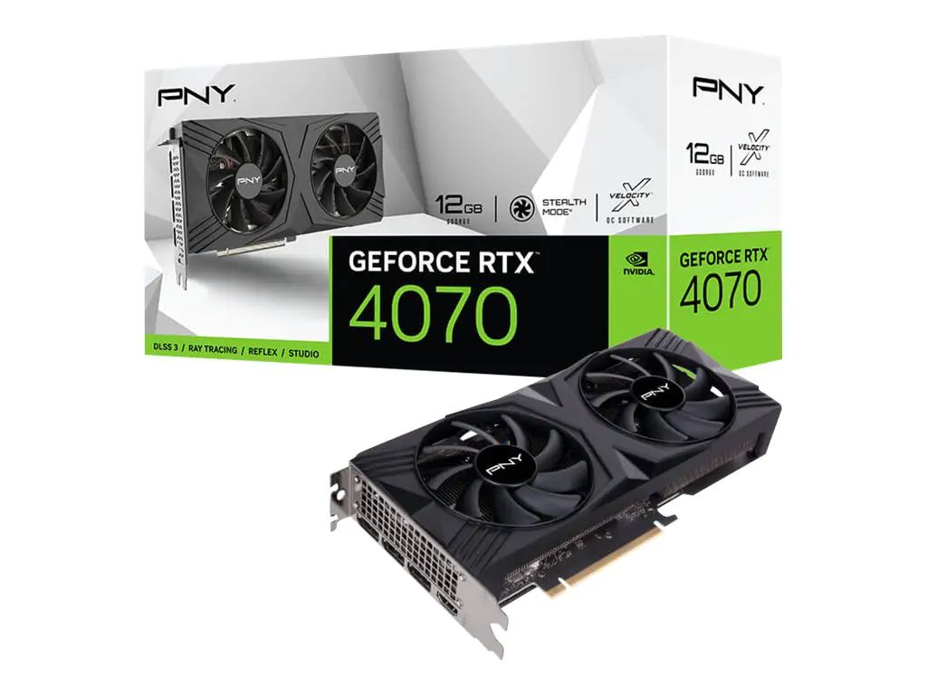 PNY GeForce RTX 4070 12GB - VERTO Dual Fan Edition - Grafikkarten - GeForce RTX 4070 - 12 GB GDDR6X - PCIe 4.0 x16 - 3 x DisplayPort, HDMI