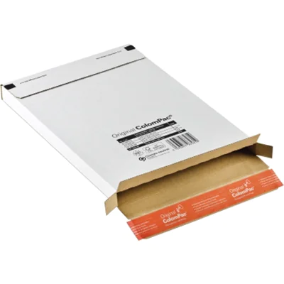 ColomPac® Versandkarton Kurierpaket Innenmaße: 24,4 x 2,8 x 34,4 cm (B x H x T) Außenmaße: 25 x 3 x 35,5 cm (B x H x T) Kraftliner Wellpappe weiß