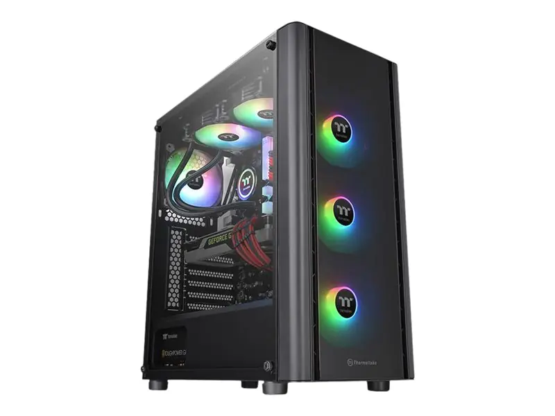 Thermaltake V Series V250 TG ARGB - Tower - ATX - Seitenteil mit Fenster (gehärtetes Glas) - keine Spannungsversorgung (PS/2) - Schwarz - USB/Audio