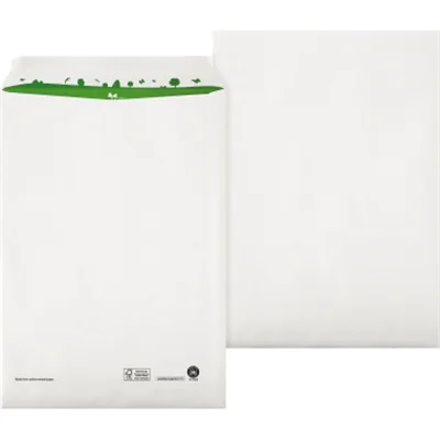 beECO® Versandtasche DIN C4 229 x 324 mm (B x H) ohne Fenster 100g/m² mit Haftklebung 100 % Altpapier ohne Fadenverstärkung weiß 250 St./Pack.