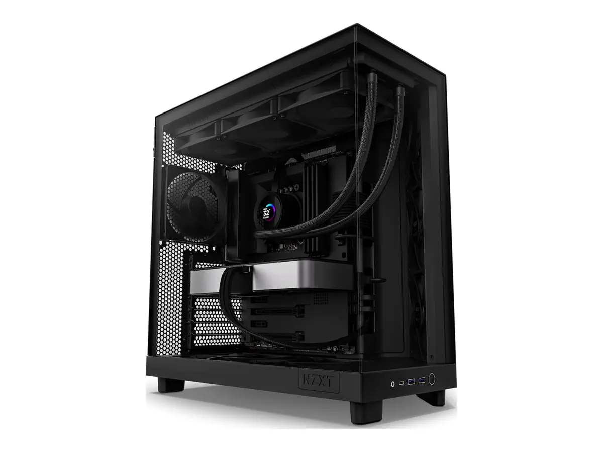 NZXT H series H6 Flow - Mid tower - ATX - Seitenteil mit Fenster (gehärtetes Glas) - keine Spannungsversorgung - mattschwarz - USB/Audio