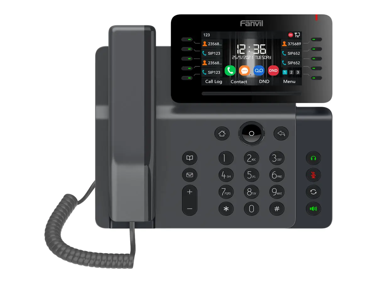 Fanvil V65 - VoIP-Telefon mit Rufnummernanzeige/Anklopffunktion - Sechsweg Anruffunktion - SIP, RTCP, RTP, SRTP, SIP v2 over TLS, SIP v2 over UDP, SIP v2 over TCP - 20 Leitungen - Gun Metal