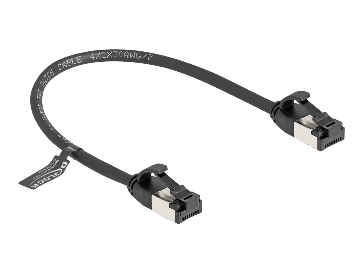 Delock - Netzwerkkabel - RJ-45 (M) zu RJ-45 (M) - 25 cm - U/FTP - CAT 8.1 - ohne Haken - Schwarz