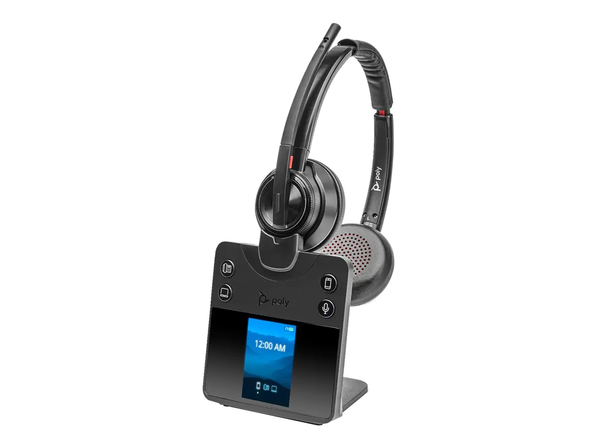 Poly Savi 8420 Office - Savi 8400 series - Headset - On-Ear - DECT / Bluetooth - kabellos - aktive Rauschunterdrückung - Schwarz - Zertifiziert für Microsoft Teams