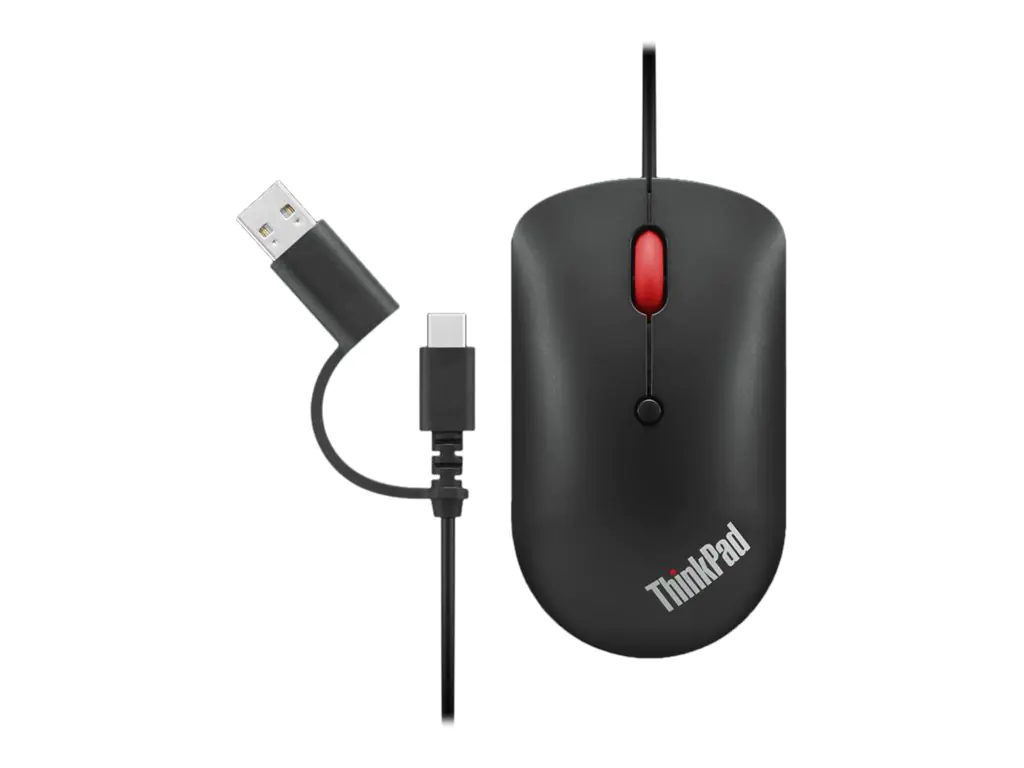 Lenovo ThinkPad Compact - Maus - rechts- und linkshändig - optisch - 4 Tasten - kabelgebunden - USB, USB-C - Raven Black - OEM