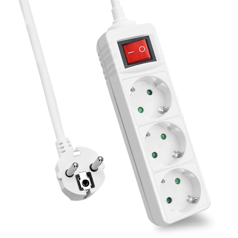 Helos CLASSIC - Steckdosenleiste - Wechselstrom 230 V - 4000 Watt - Ausgangsanschlüsse: 3 - 1.5 m Schnur - weiß