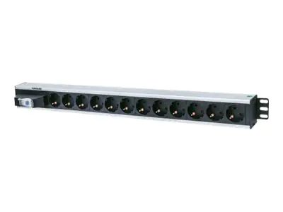 Intellinet Vertical Rackmount 12-Way Power Strip - German Type, With Single Air Switch, No Surge Protection - Stromverteilungseinheit (Rack - einbaufähig) - Ausgangsanschlüsse: 12 - 1.5U - 48.3 cm (19")