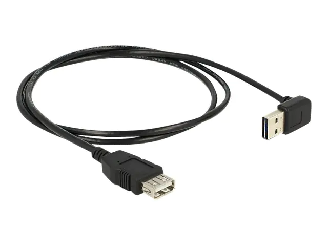 Delock EASY-USB - USB-Verlängerungskabel - USB (W) zu USB (M) - USB 2.0 - 1 m - 90° Stecker - Schwarz