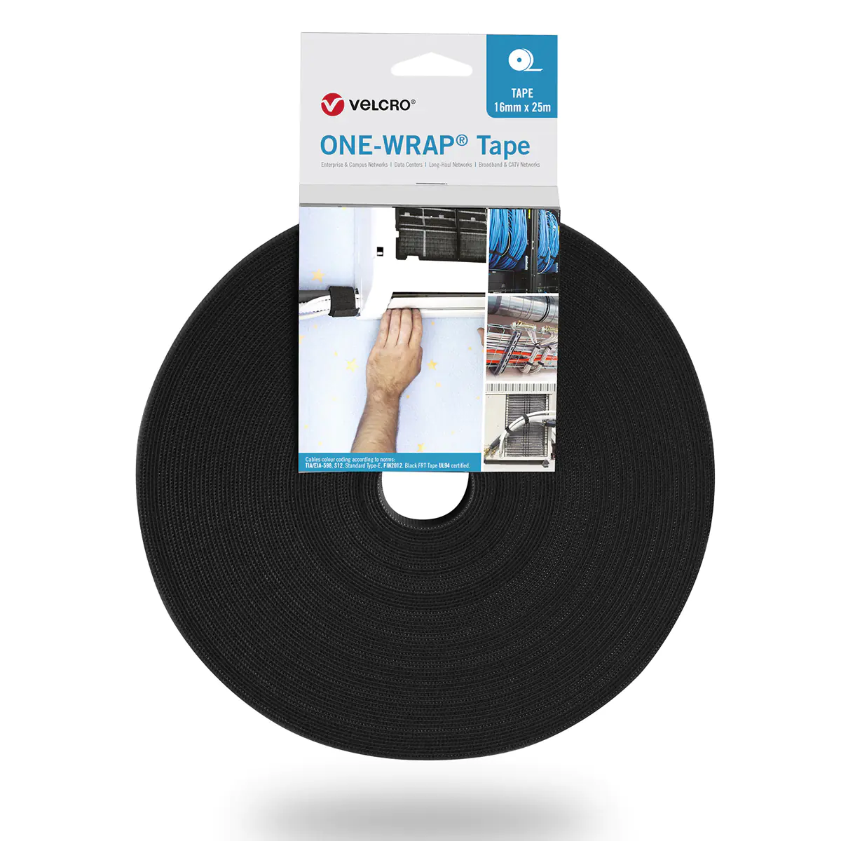 VELCRO ONE-WRAP - Klettverschlussriemen für Kabelmanagement - 25 m - Schwarz