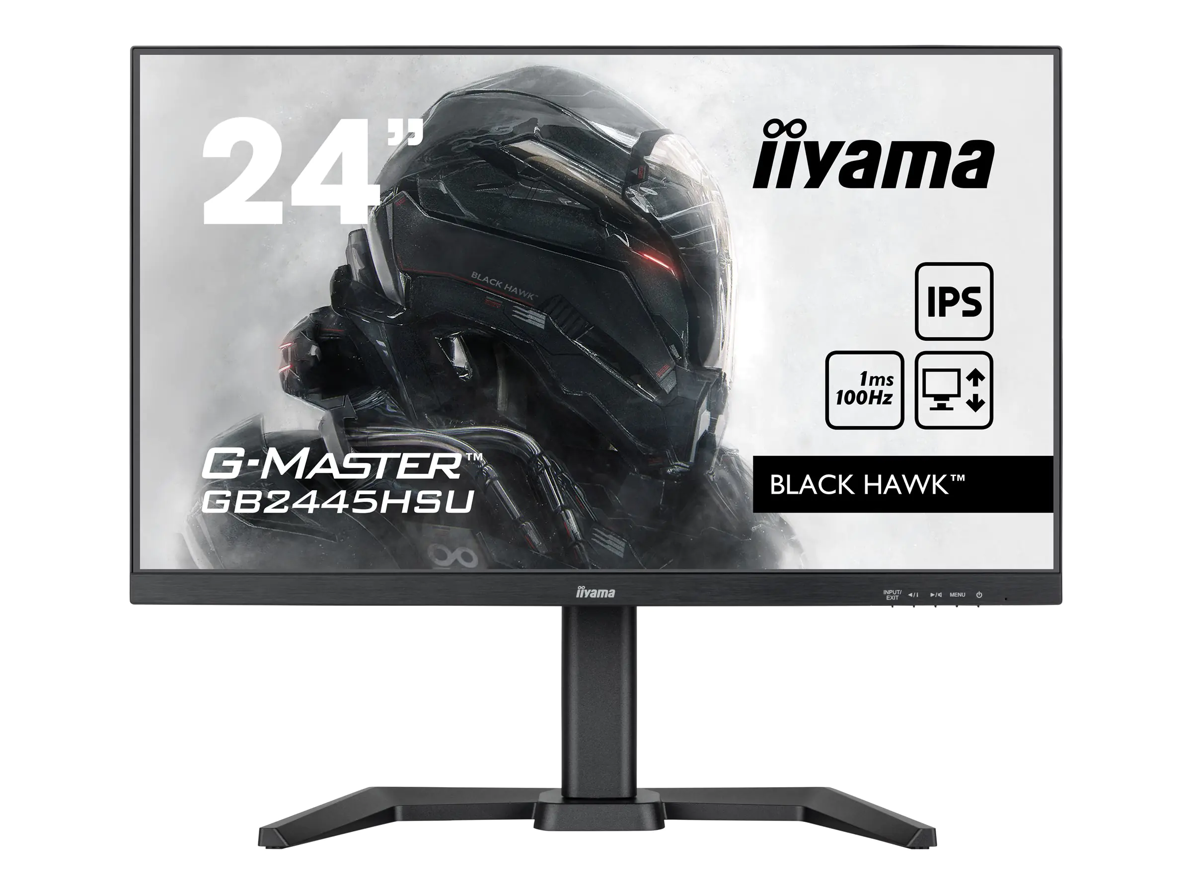 iiyama G-MASTER Black Hawk GB2445HSU-B1 - LED-Monitor - 60.5 cm (24") - 1920 x 1080 Full HD (1080p) @ 100 Hz - IPS - 250 cd/m² - 1300:1 - 1 ms - HDMI, DisplayPort - Lautsprecher - mattschwarz