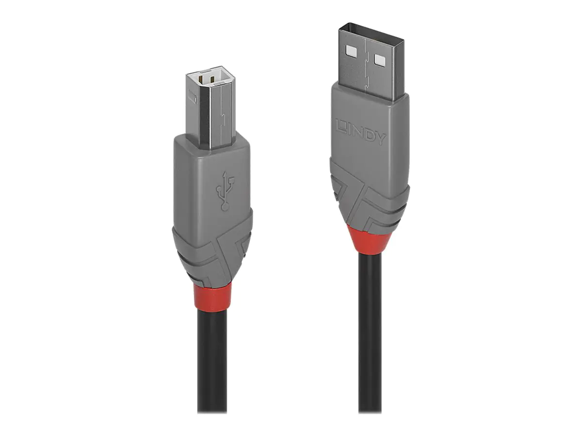 Lindy Anthra Line - USB-Kabel - USB (M) zu USB Typ B (M) - USB 2.0 - 20 cm - rund - Schwarz