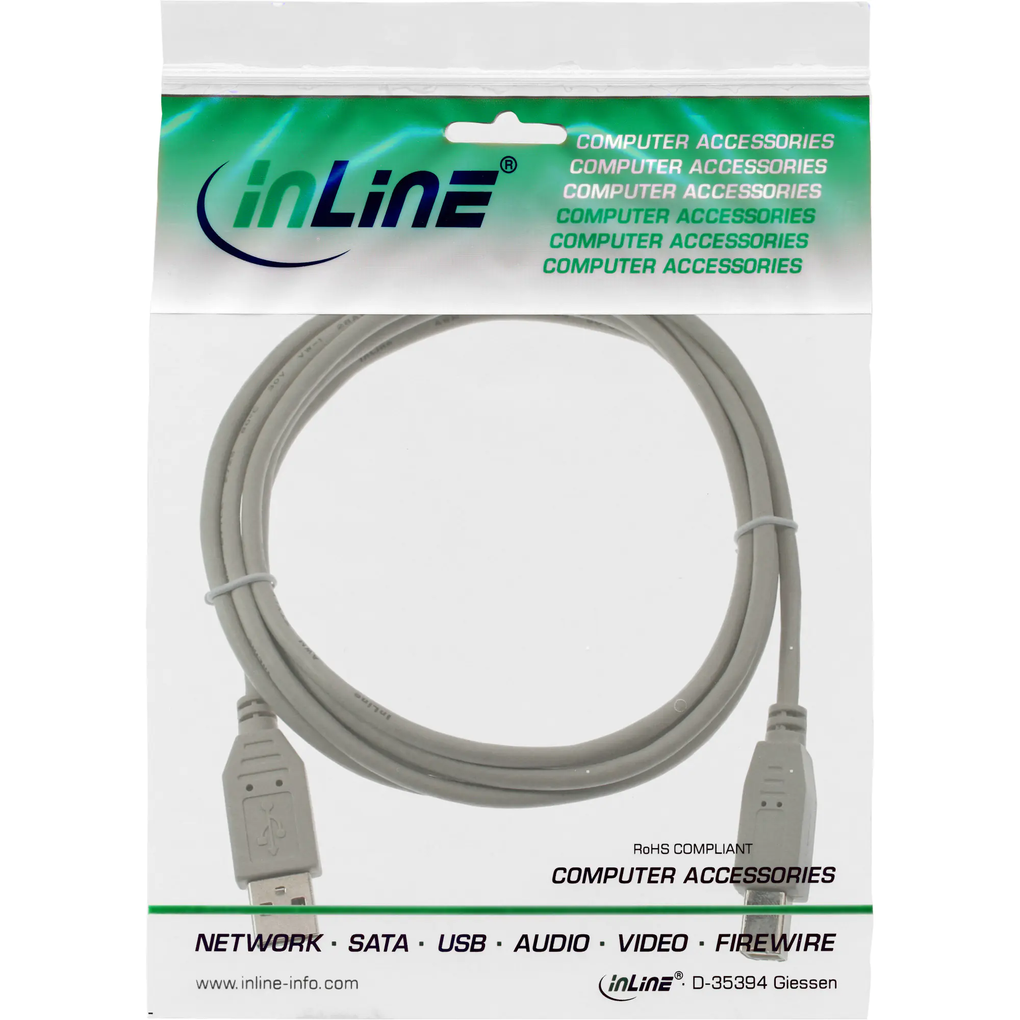 InLine USB-Kabel Doppelisolierung 34510H 1 m Beige