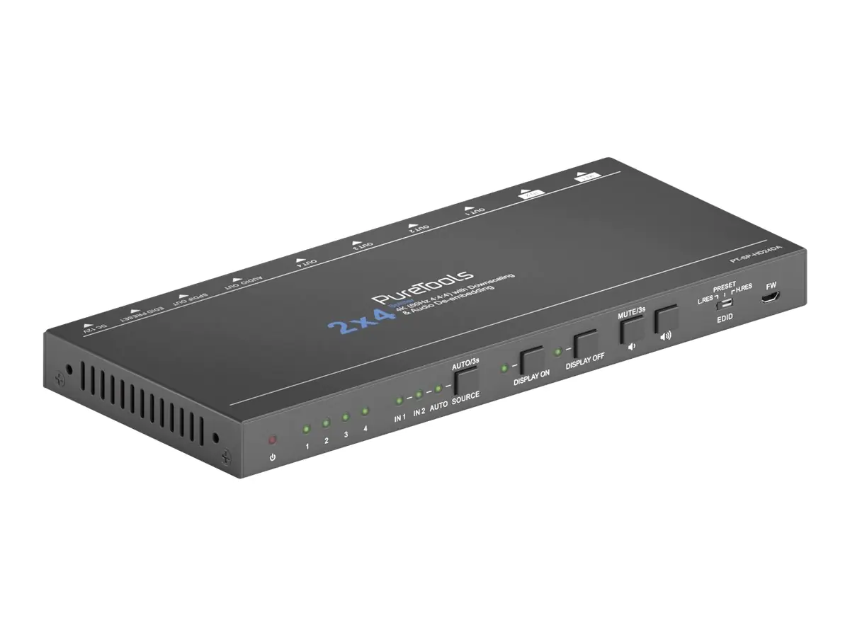 PureTools PT-SP-HD24DA - Video-/Audio-Splitter - 4 x HDMI - Desktop