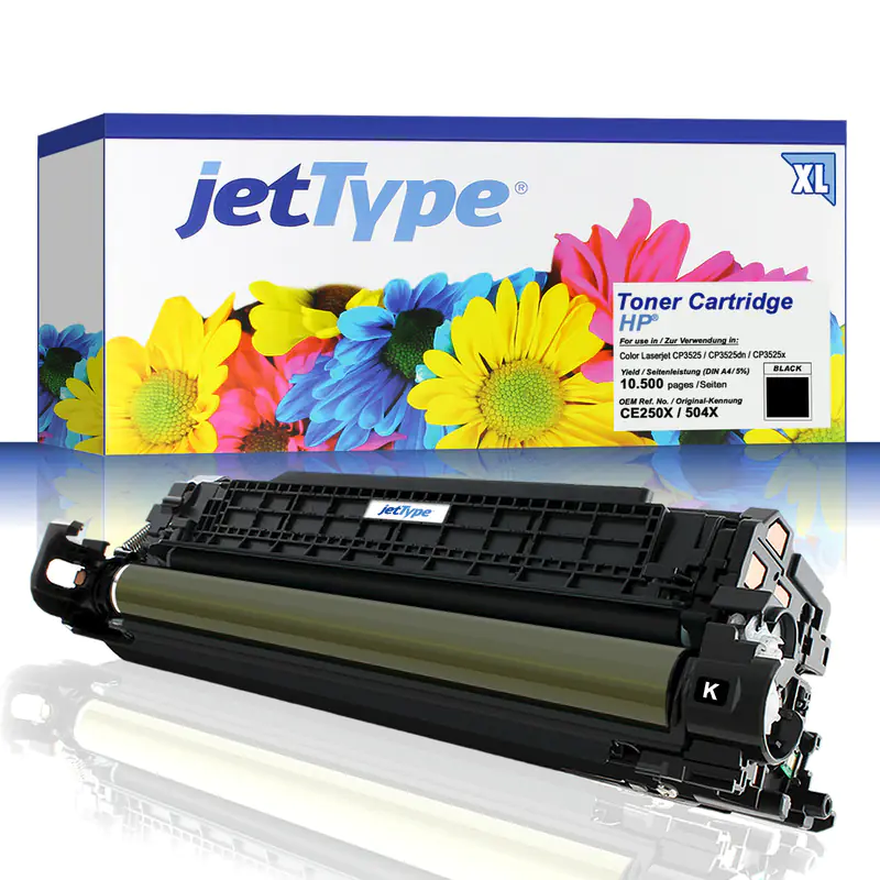 jetType Toner kompatibel zu HP CE250X 504X schwarz 10.500 Seiten Große Füllmenge 1 Stück