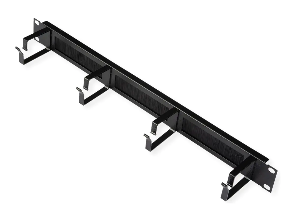 ROLINE Patch Panel - 44 x 60 mm, mit Bürstenstreifen - RAL 9005, Jet Black - 1U - 48.3 cm (19") 26.21.0097