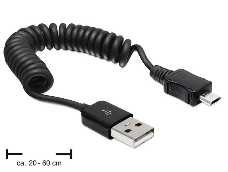 Delock - USB-Kabel - USB (M) zu Micro-USB Typ B (M) - 60 cm - gewickelt - Schwarz