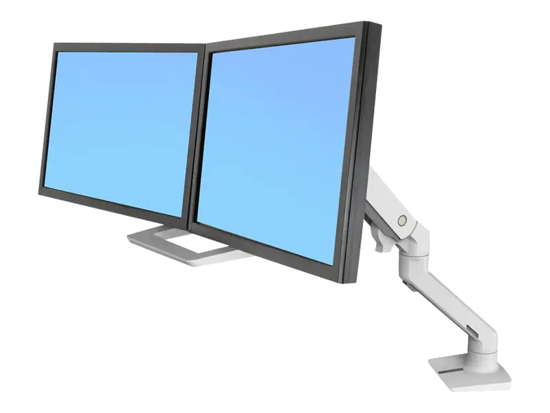Ergotron HX Desk Dual Monitor Arm - Befestigungskit (Griff, Gelenkarm, Spannbefestigung für Tisch, Tischplattenbohrung, 2 Drehgelenke, Befestigungsteile, Scharnier, Verlängerungsteil) - für 2 Monitore - weiß - Bildschirmgröße: bis zu 81,3 cm (bis zu 32 Zo