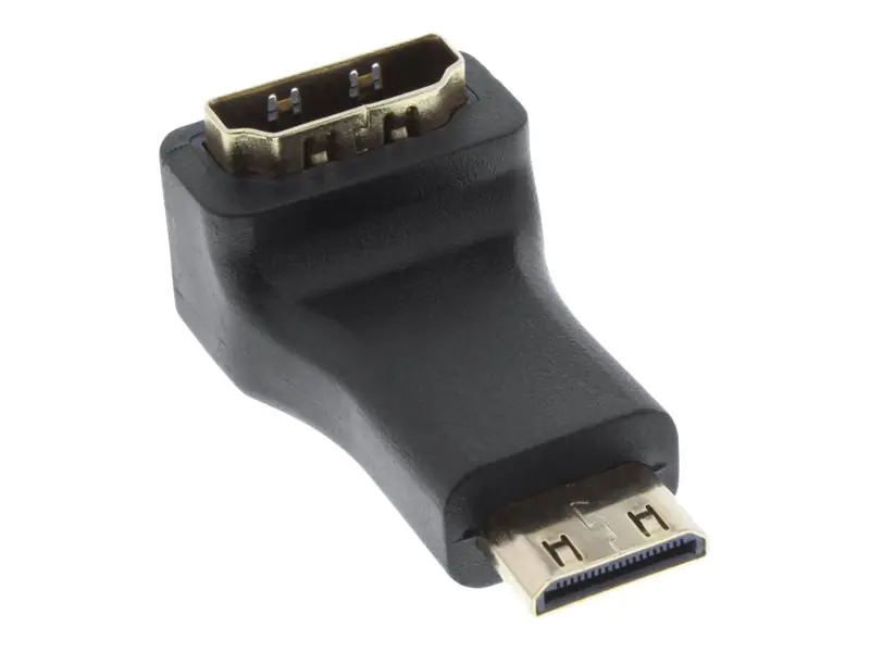 InLine - HDMI-Adapter - 19 pin mini HDMI Type C männlich zu HDMI weiblich - Schwarz - gewinkelter Stecker