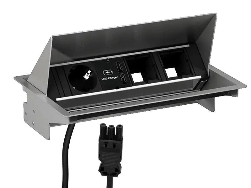 Bachmann CONEO - Steckdosenleiste - Eingabe, Eingang GST18 - Ausgangsanschlüsse: 1 (Stromversorgung, 2 x USB) - 20 cm Schnur - metallisch grau, RAL 9006