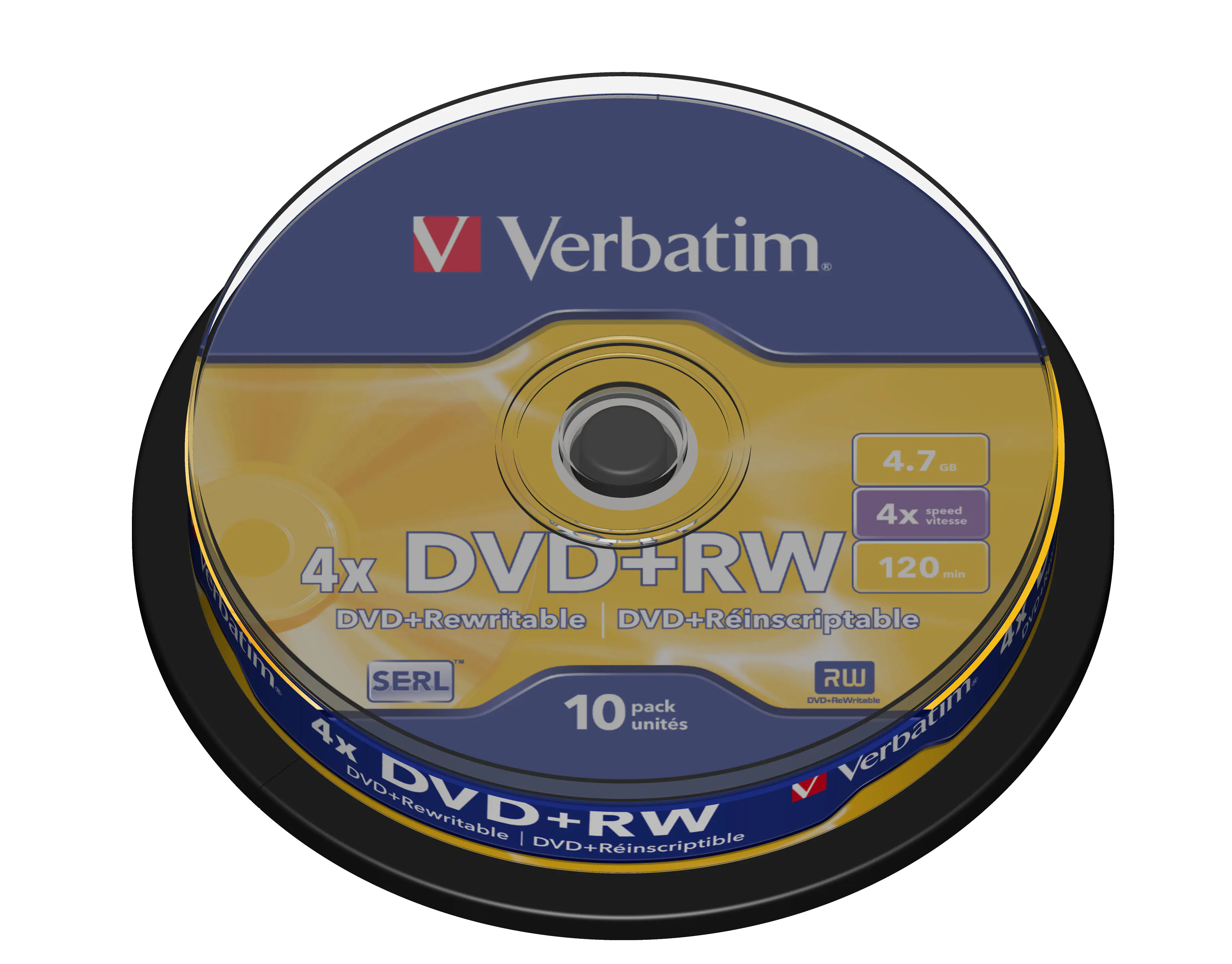 Verbatim - 10 x DVD+RW - 4.7 GB (120 Min.) 4x - mattsilber - Spindel