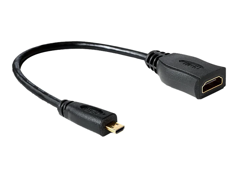 Delock High Speed HDMI with Ethernet - HDMI-Adapter - 19 pin micro HDMI Type D männlich zu HDMI weiblich - 23 cm - Schwarz