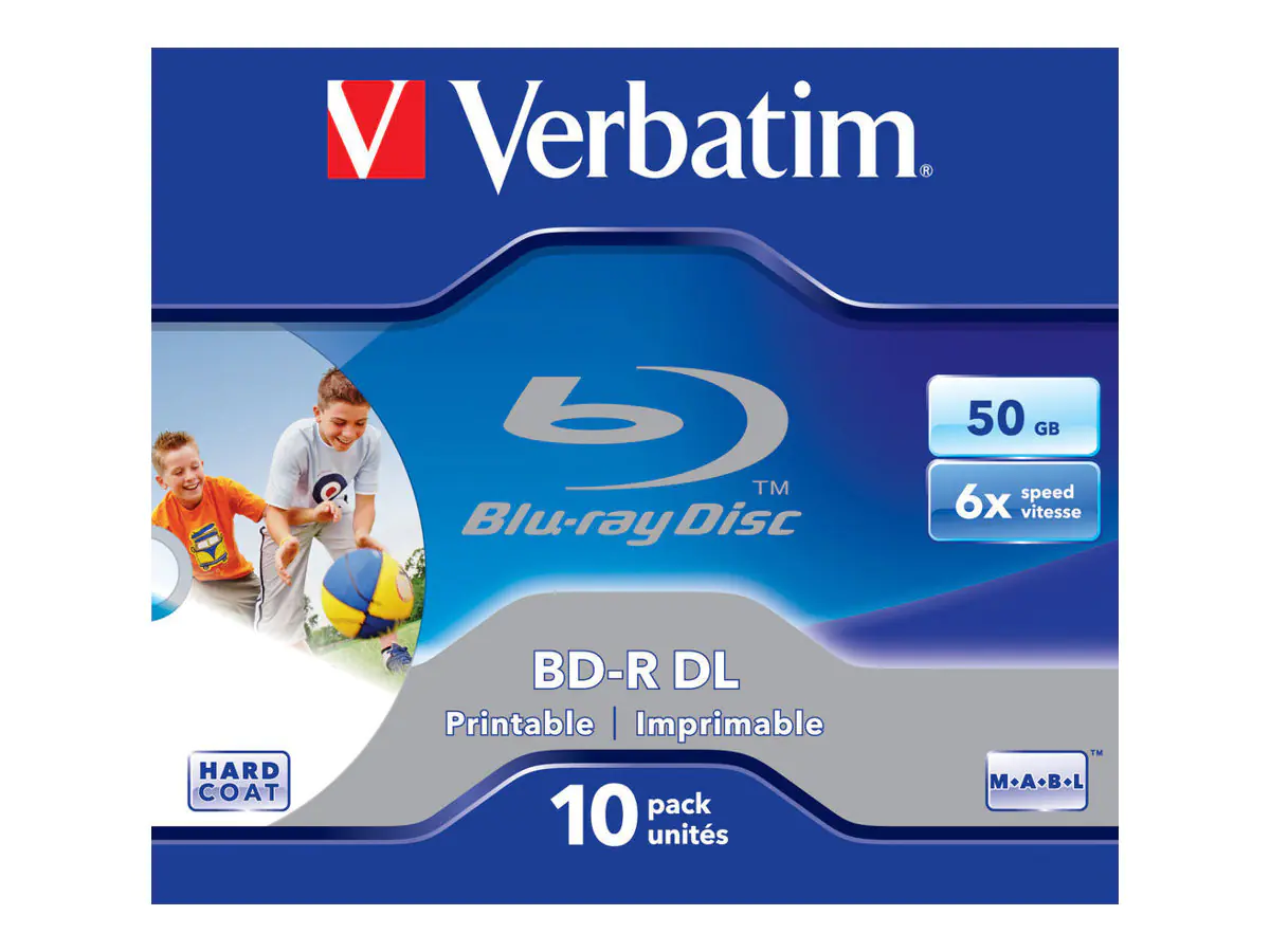 Verbatim - 10 x BD-R DL - 50 GB 6x - mit Tintenstrahldrucker bedruckbare Oberfläche - Jewel Case (Schachtel)