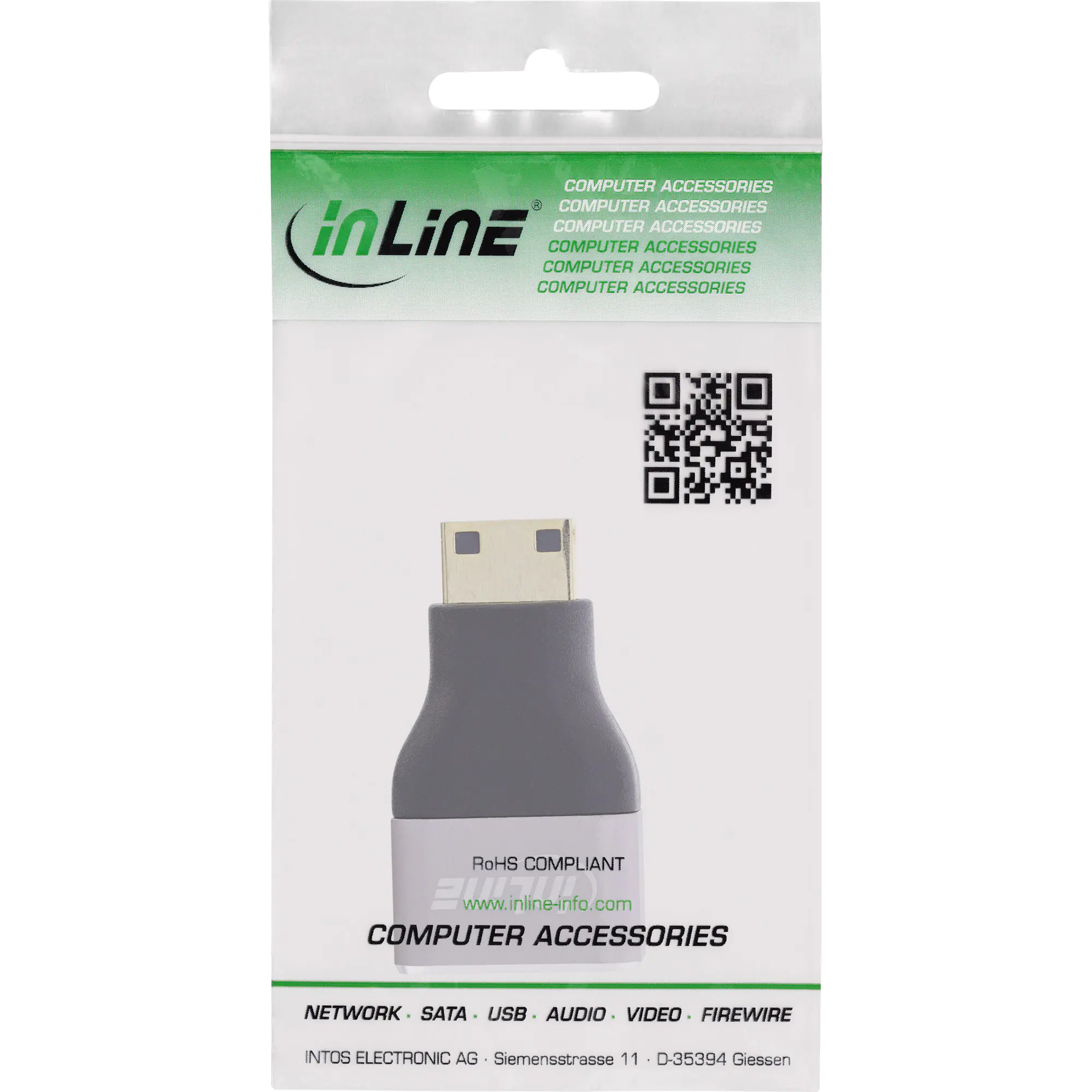 InLine - HDMI-Adapter - HDMI weiblich zu 19 pin mini HDMI Type C männlich - Grau, Schwarz - unterstützt 8K UHD (7680 x 4320)